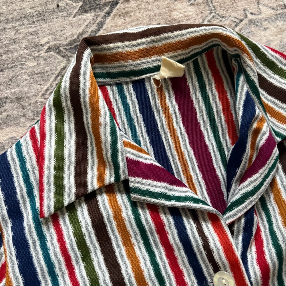 Vintage 70s striped long sleeve shirt size M multi color - Picture 3 of 10